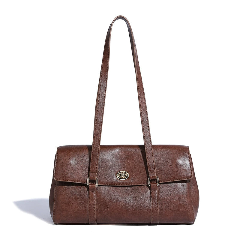 Beaira Hong Kong style retro large capacity single shoulder armpit bag with high-end feel bead pendant for commuting fashionable and versatile hand-held tote bag