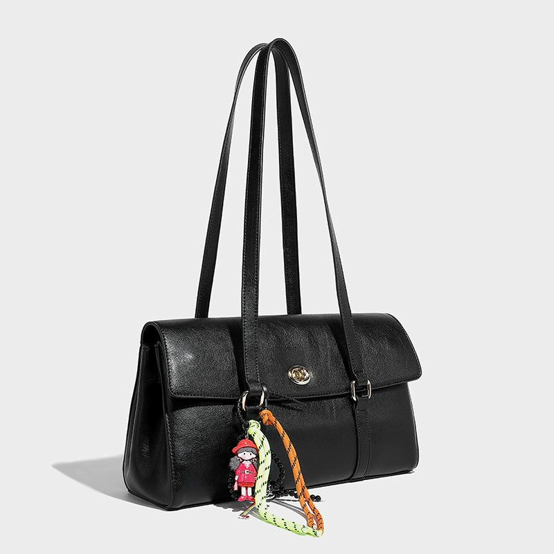 Beaira Hong Kong style retro large capacity single shoulder armpit bag with high-end feel bead pendant for commuting fashionable and versatile hand-held tote bag