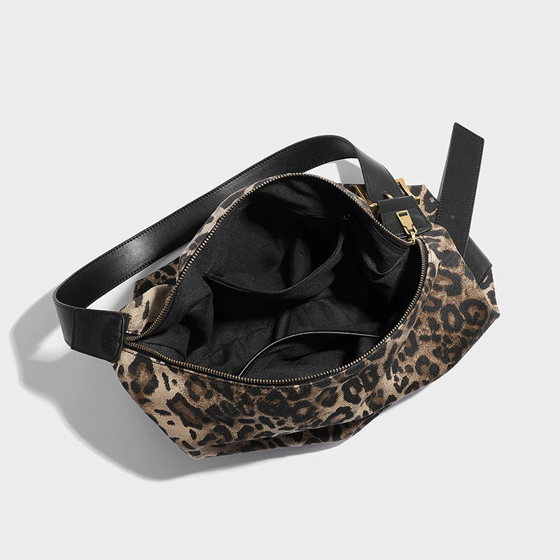 Beaira Korean Retro Leopard Print Underarm Bag New Bag Women's Large Capacity Lightweight and Versatile Tote One Shoulder Crossbody Bag