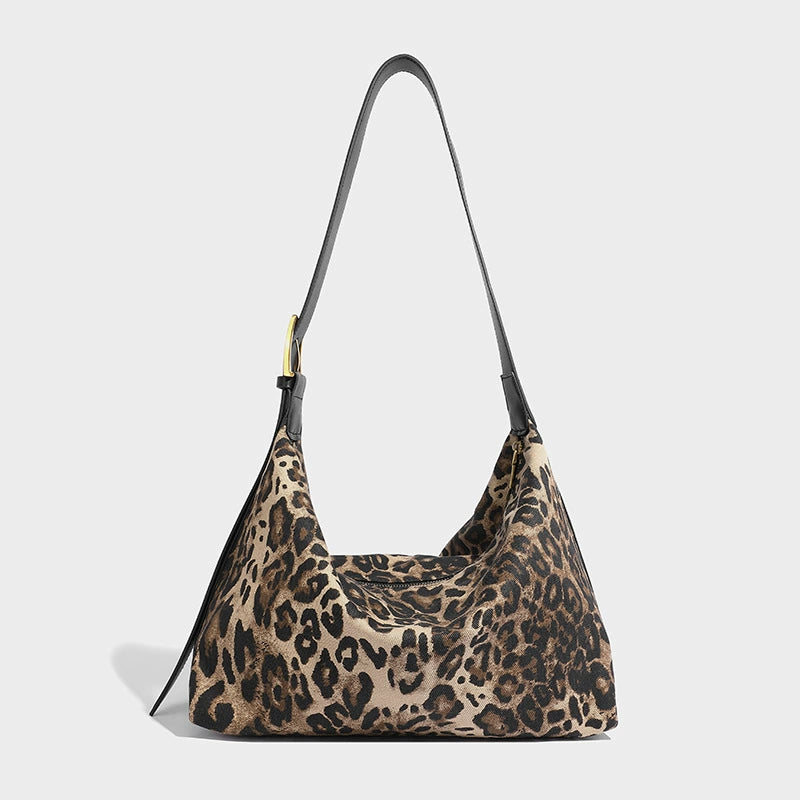 Beaira Korean Retro Leopard Print Underarm Bag New Bag Women's Large Capacity Lightweight and Versatile Tote One Shoulder Crossbody Bag