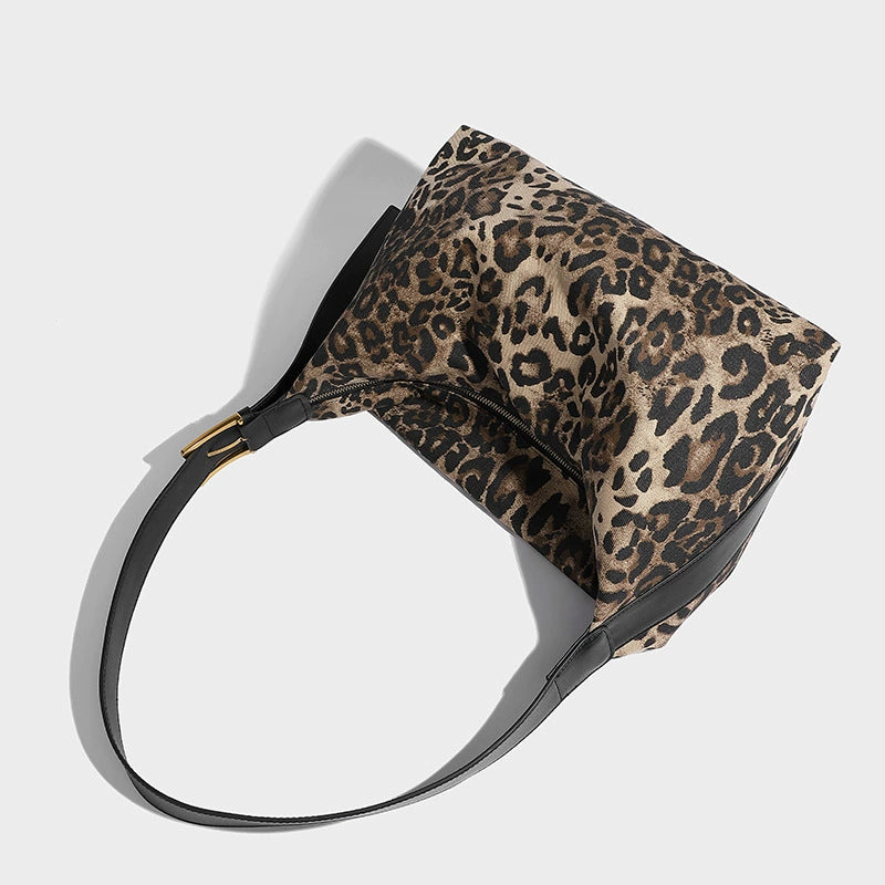 Beaira Korean Retro Leopard Print Underarm Bag New Bag Women's Large Capacity Lightweight and Versatile Tote One Shoulder Crossbody Bag