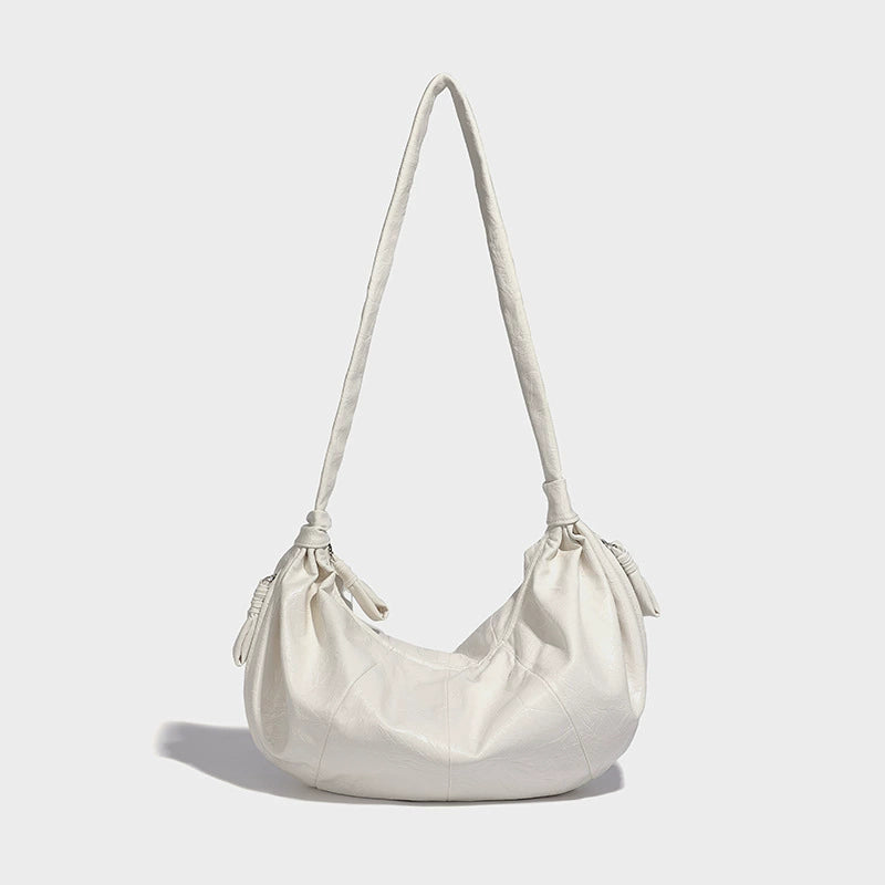 Beaira Korean retro large-capacity soft leather hand-held dumpling bag fashionable casual lazy style versatile one-shoulder underarm croissant