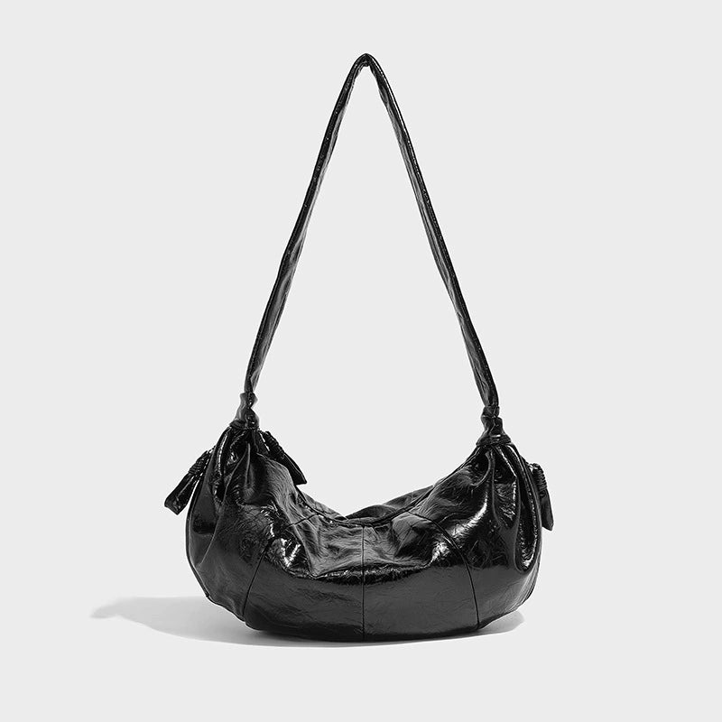 Beaira Korean retro large-capacity soft leather hand-held dumpling bag fashionable casual lazy style versatile one-shoulder underarm croissant