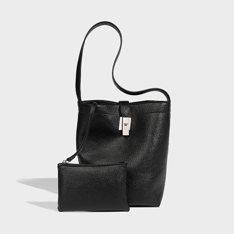 Beaira Korean version large capacity genuine leather bucket bag for women new commuter mother and child fashion tote bag niche shoulder bag