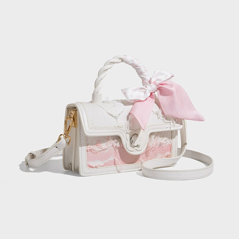 Beaira Lace embroidery bow small square bag women's new fashion handbag cute one shoulder crossbody bag