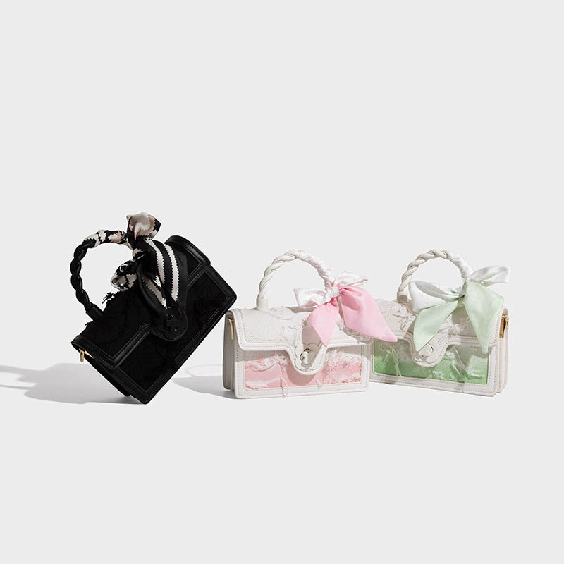 Beaira Lace embroidery bow small square bag women's new fashion handbag cute one shoulder crossbody bag