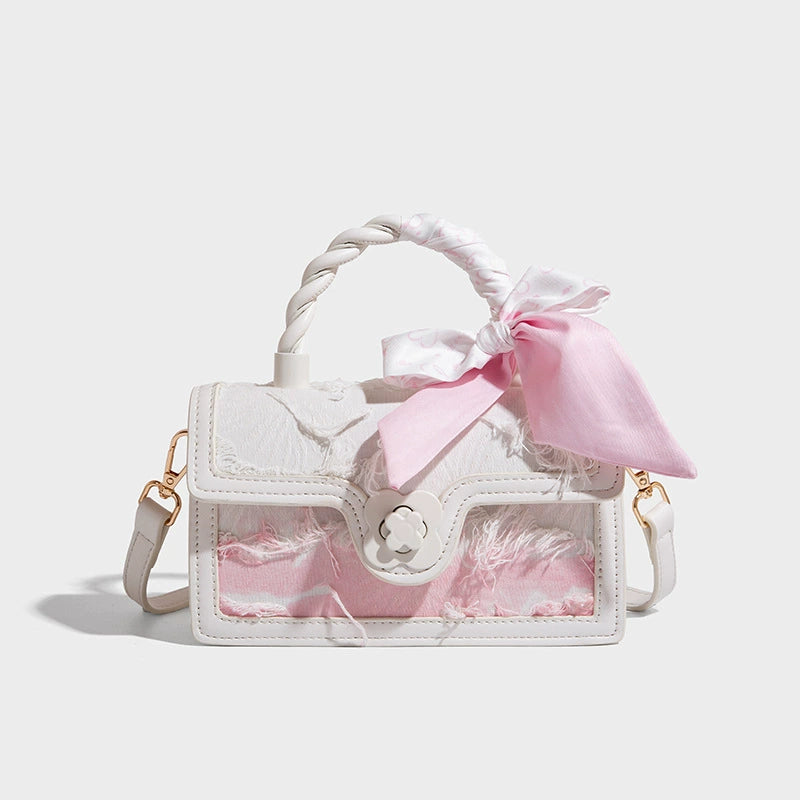 Beaira Lace embroidery bow small square bag women's new fashion handbag cute one shoulder crossbody bag