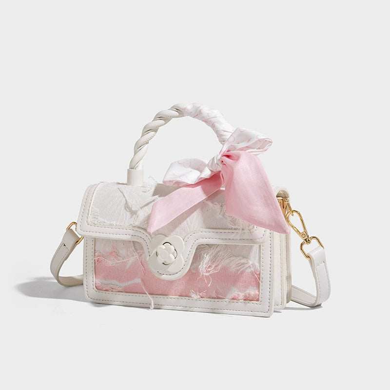 Beaira Lace embroidery bow small square bag women's new fashion handbag cute one shoulder crossbody bag