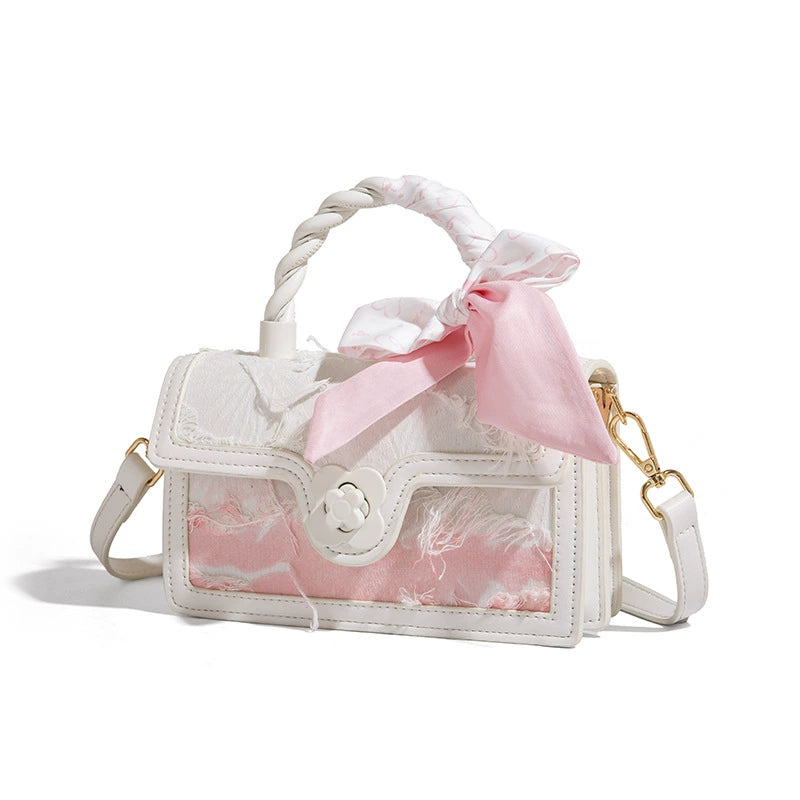 Beaira Lace embroidery bow small square bag women's new fashion handbag cute one shoulder crossbody bag