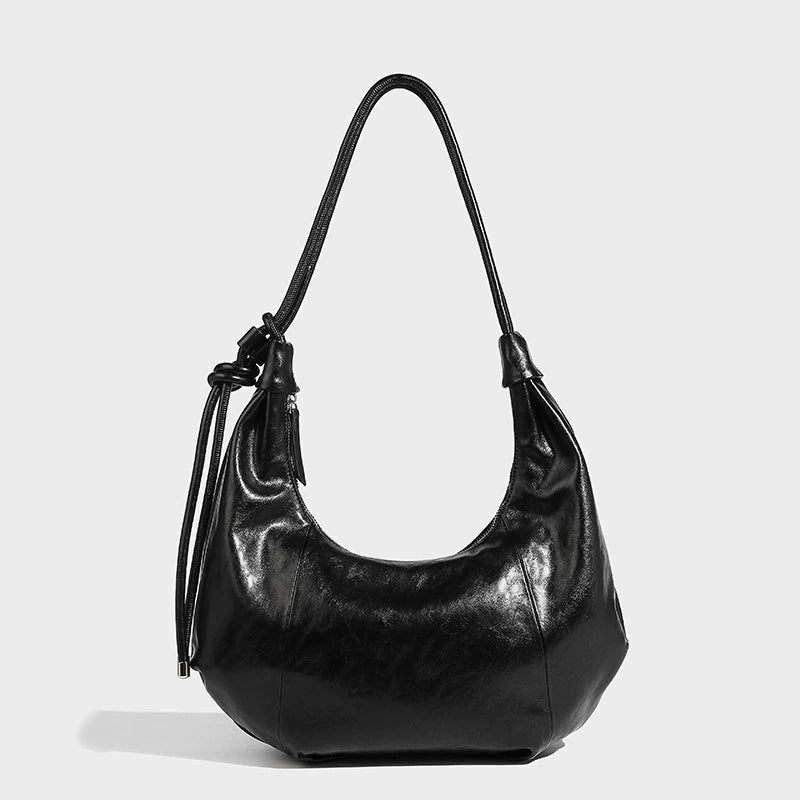 Beaira Large Capacity Retro Soft Leather Folded Dumpling Bun Autumn/Winter Trendy Lazy Style Casual Versatile Shoulder Bun