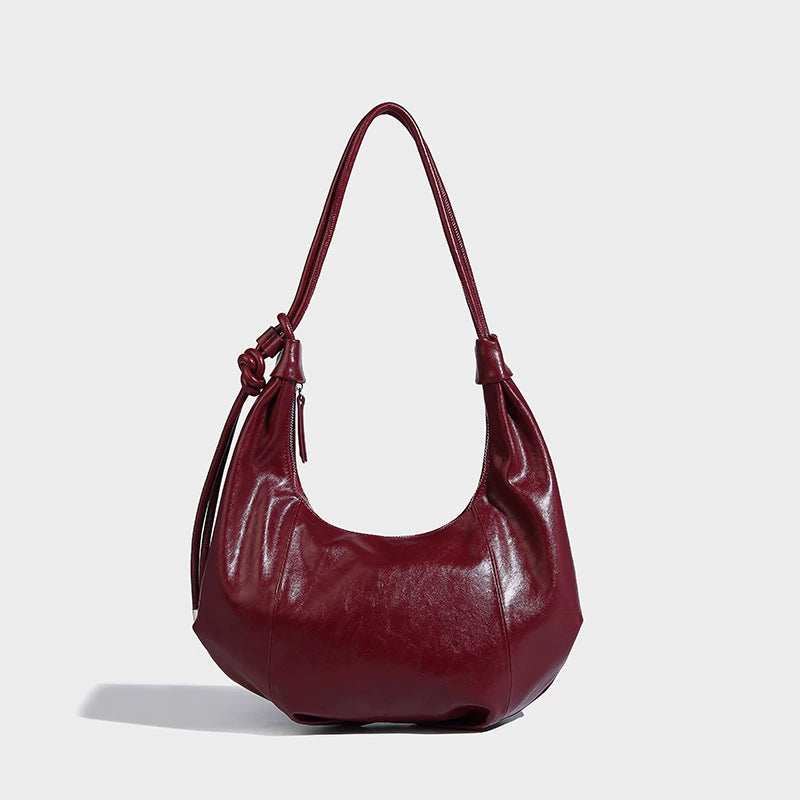 Beaira Large Capacity Retro Soft Leather Folded Dumpling Bun Autumn/Winter Trendy Lazy Style Casual Versatile Shoulder Bun