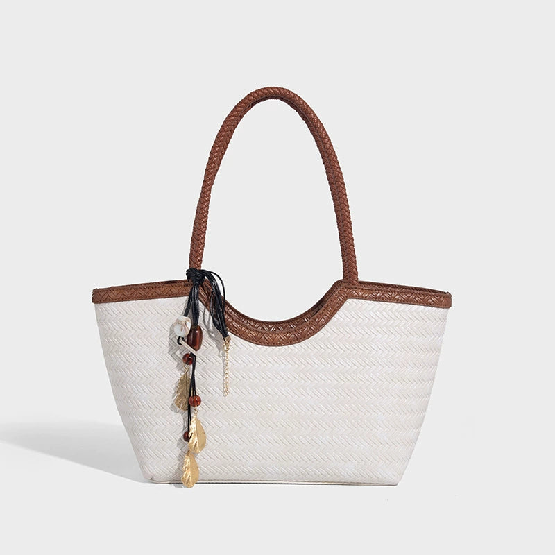 Beaira Large capacity commuting woven bag women's new high-end sensory vegetable basket bag fashionable and versatile tote bag