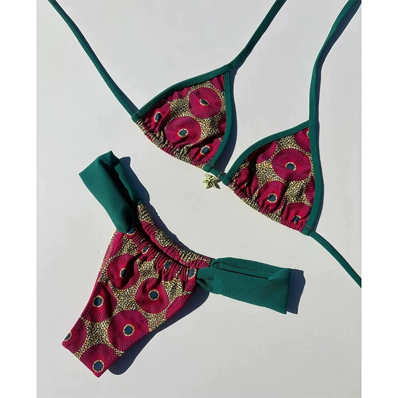 Beaira New Bikini European and American Sexy Bikini Cross border Foreign Trade European and American Printed Strap Split Women's Swimsuit