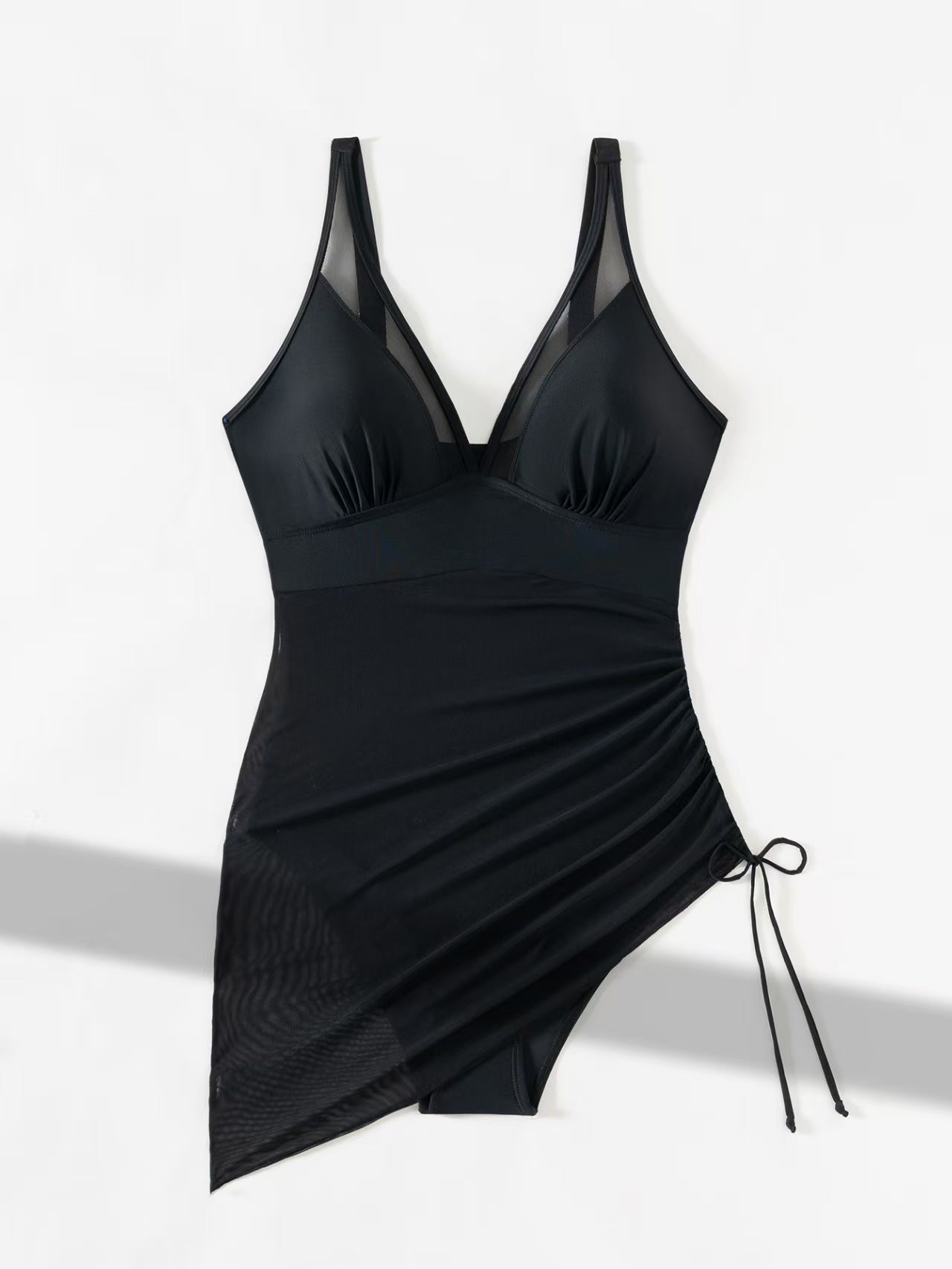 Beaira New European and American one-piece swimsuit slimming covering the belly conservative sports skirt style swimming mesh drawstring