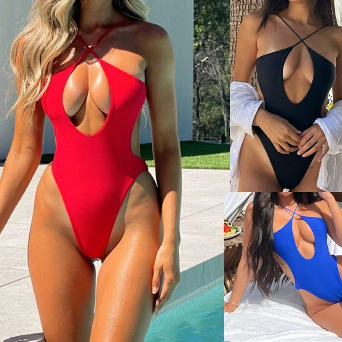 Beaira New bikini swimsuit women's one-piece solid color sexy multi-color bikini swimsuit