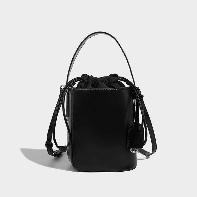 Beaira New high-end texture simple women's bag drawstring niche design black commuting bucket bag crossbody handbag
