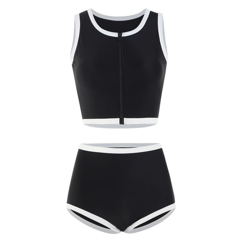 Beaira New swimsuit for women conservative and sporty size high chest and waist covering the belly to show off weight hot spring swimming suit