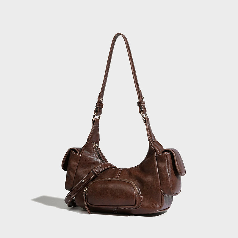 Beaira Retro motorcycle bag wasteland style worn out single shoulder hand-held armpit bag high-end new autumn and winter multi pocket bag