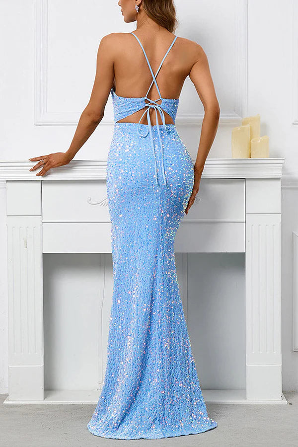 Beaira Sexy Sky Blue Backless Evening Prom Dresses formal wear dresses - Light Sky Blue