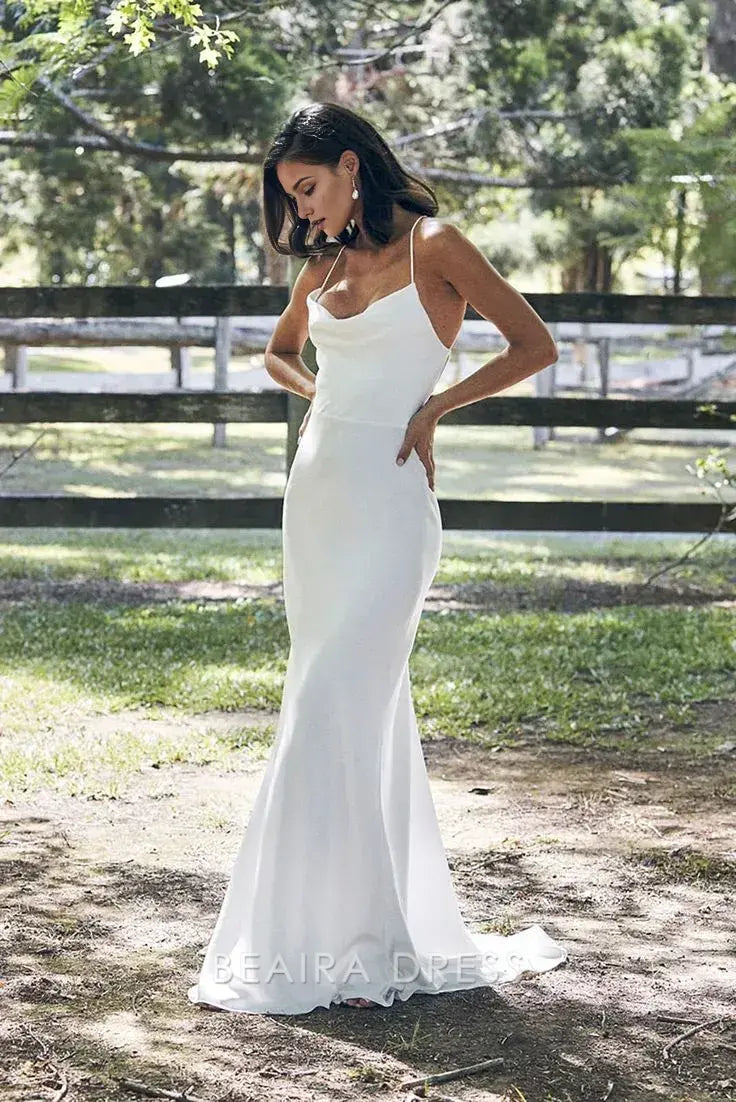 Beaira Simple Mermaid Spaghetti Straps Formal Dress Fashion Evening Long Prom Dresses hot sale for women