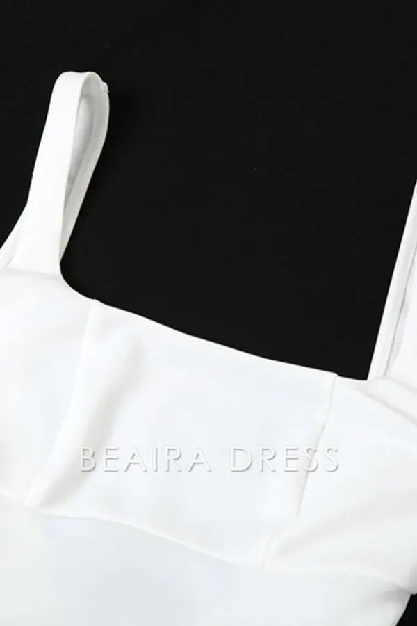 Beaira Sweet Simplicity Solid Backless With Bow Square Collar Evening Dresses formal wear dresses - White