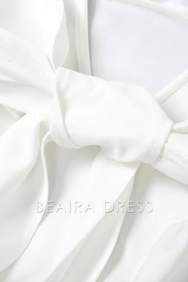 Beaira Sweet Simplicity Solid Backless With Bow Square Collar Evening Dresses formal wear dresses - White