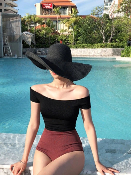 Beaira Swimsuit for women with one shoulder sexy size and chest gathered to cover the belly and show off thinness beach vacation one-piece swimsuit