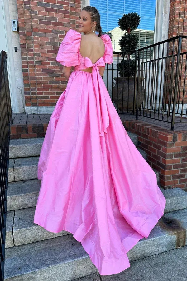 Beaira Trendy A Line Sweetheart Fuchsia Corset Prom Dress with Bowknot - Fuchsia