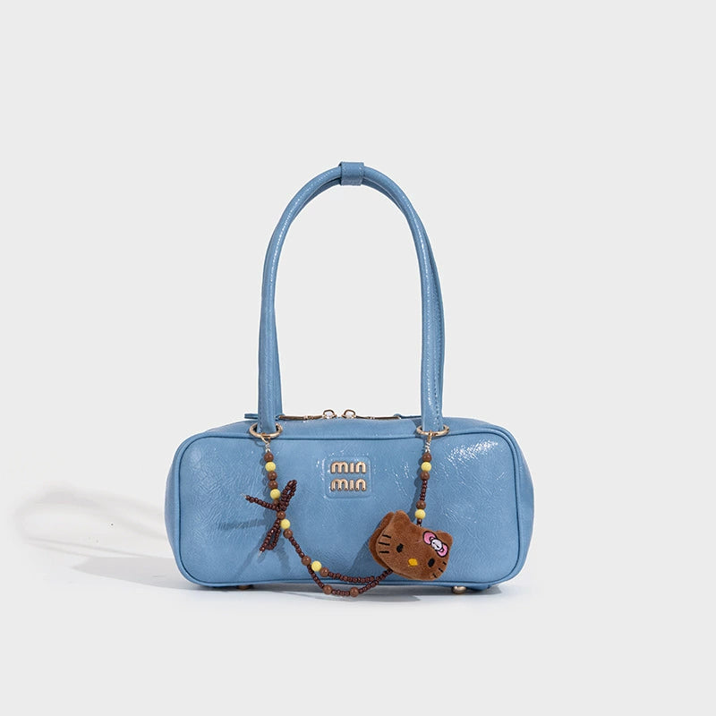 Beaira Vintage patent leather bowling bag bag new versatile underarm bag shoulder tote bag high quality Boston bag