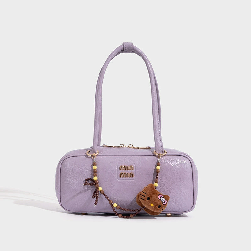 Beaira Vintage patent leather bowling bag bag new versatile underarm bag shoulder tote bag high quality Boston bag