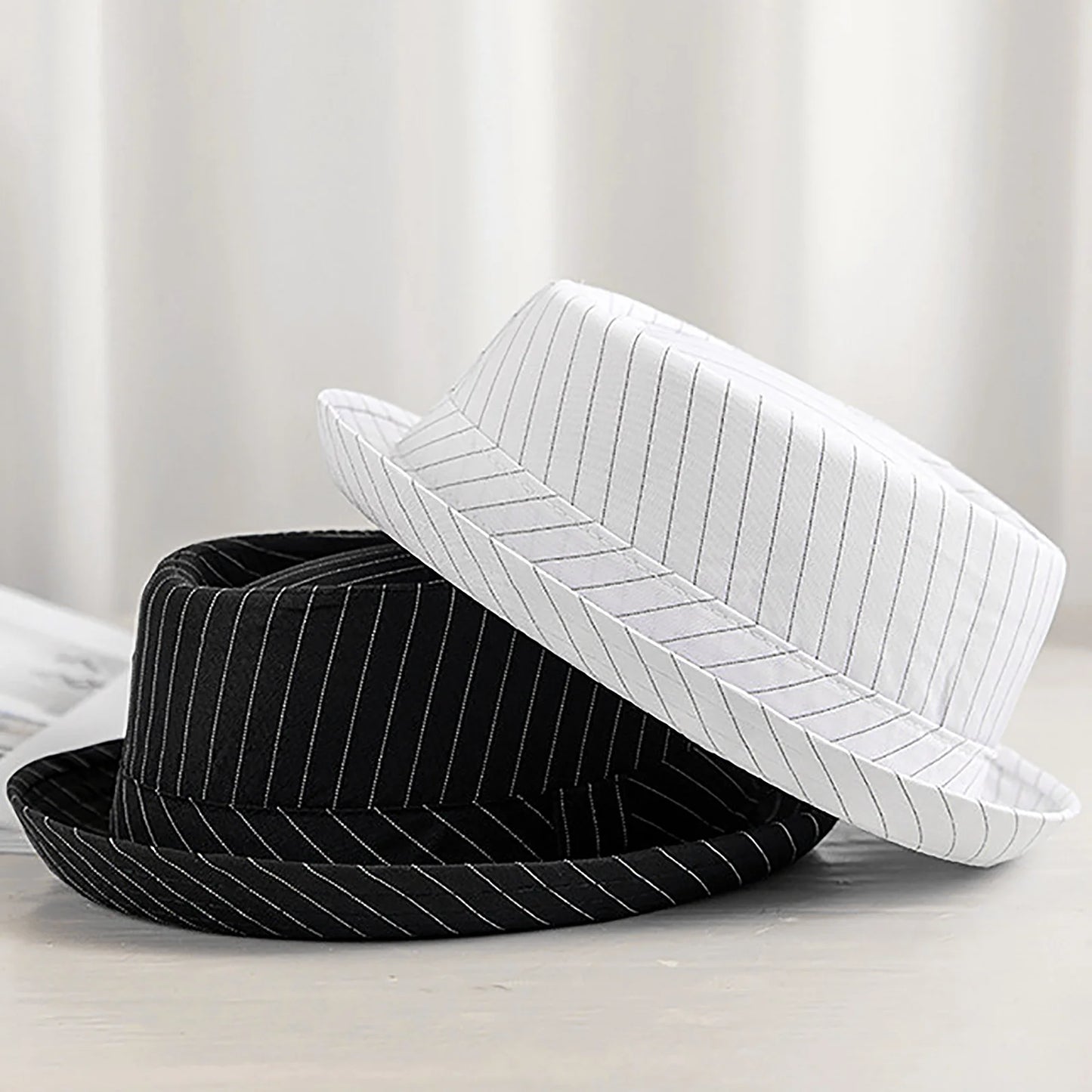 Beaira Casual Fashion Men Striped Short Hat Brim Fedoras Classic Neutral Soft Tweed Dress Hat Suitable for Camping and Hiking