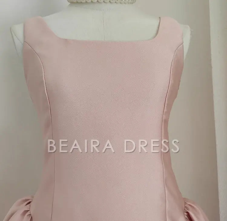 Beaira Cheap A line Straps Light Pink Satin Short Homecoming Dresses Birthday Outfits