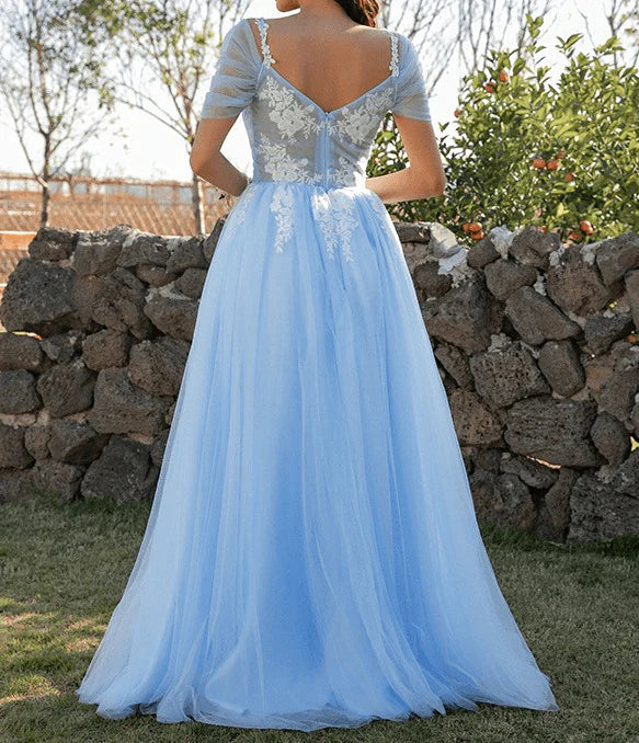 A Line Off The Shoulder Prom Dress With Appliques