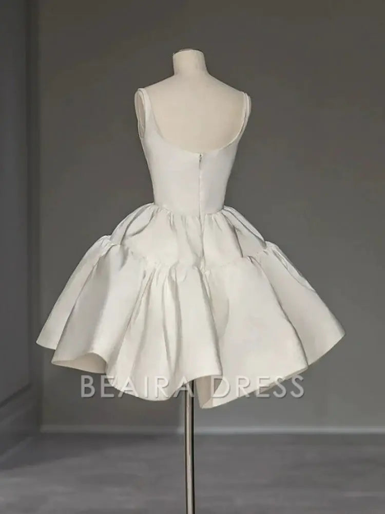 Beaira Chic Ball Gown Straps White Satin Homecoming Dresses Birthday Dress Birthday Outfits