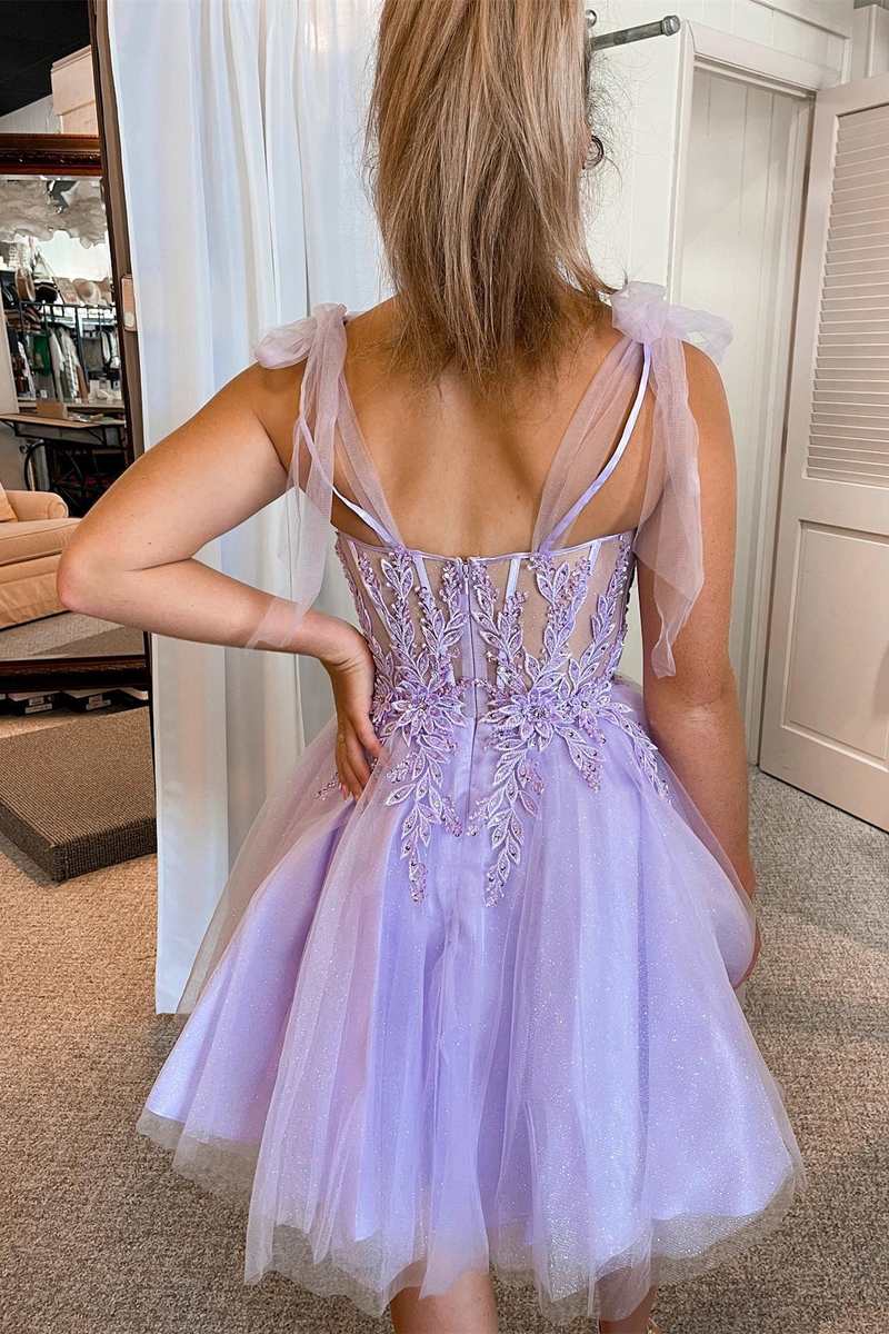 Cute A Line Sweetheart Tulle Appliques Short Cheap Homecoming Dresses