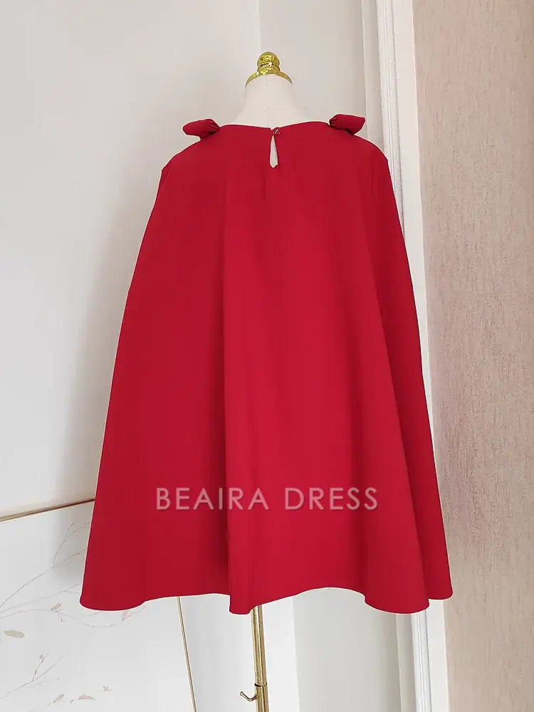 Beaira Cute A Line Boat Neckline Red Satin Short Homecoming Dresses Birthday Outfits With