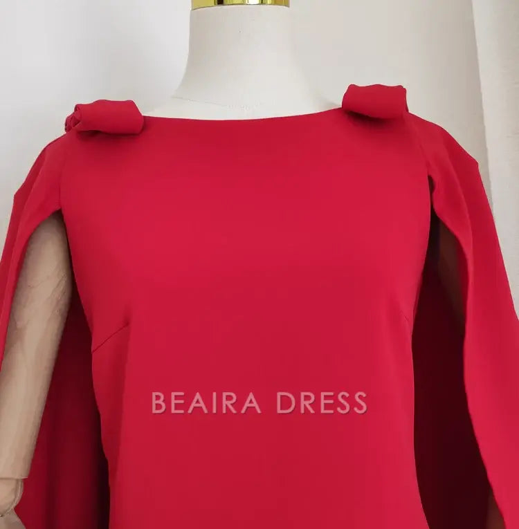 Beaira Cute A Line Boat Neckline Red Satin Short Homecoming Dresses Birthday Outfits With
