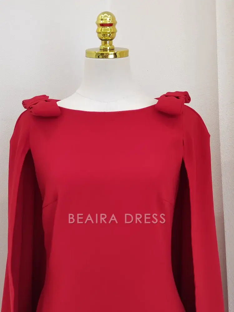 Beaira Cute A Line Boat Neckline Red Satin Short Homecoming Dresses Birthday Outfits With