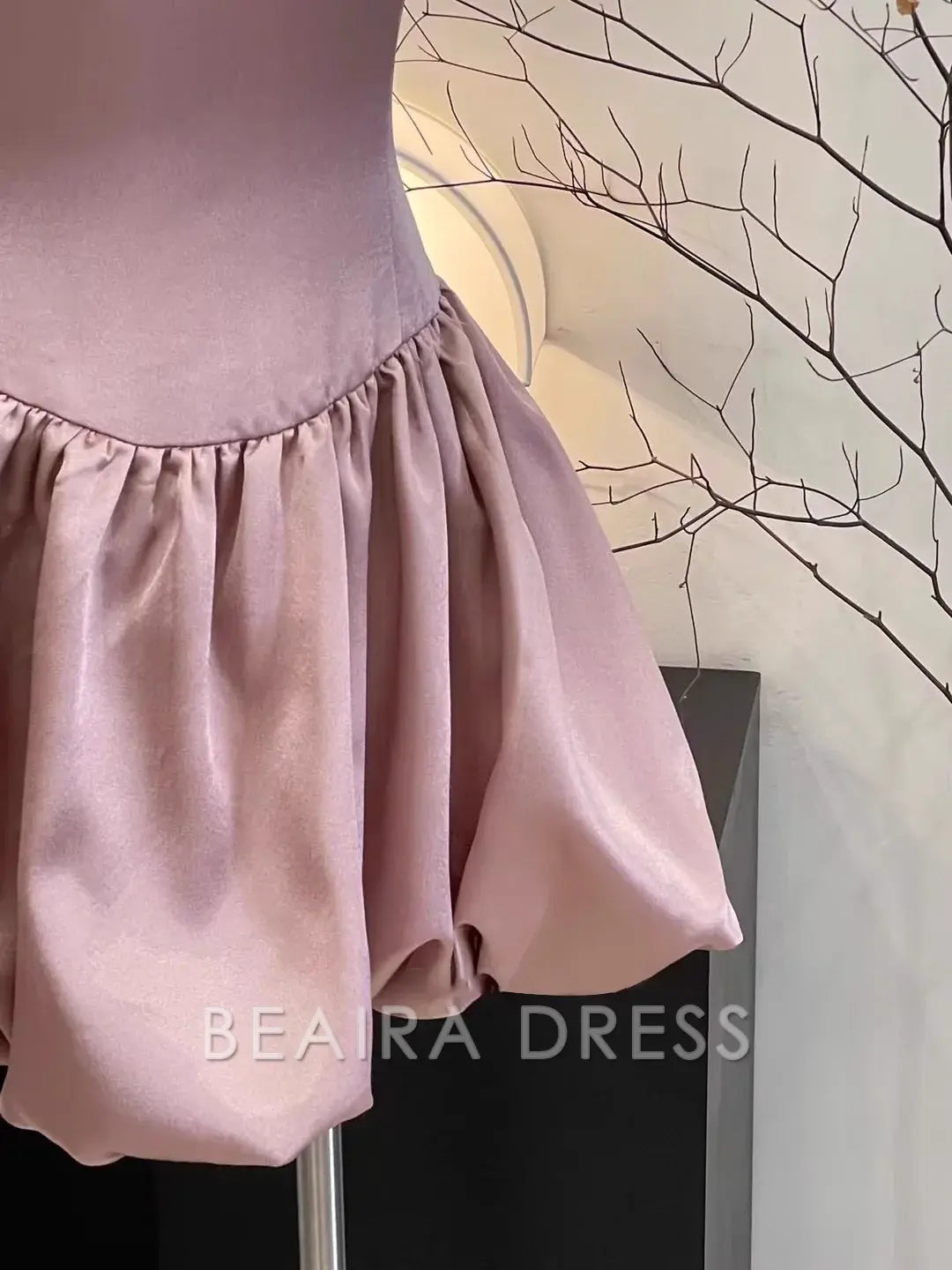 Beaira Cute A Line Spaghetti Straps Ruffled Pink Women's Short Holiday Dresses Homecoming Dress