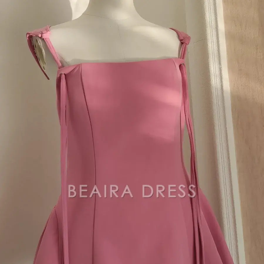 Beaira Cute A Line Straps Pink Satin Short Homecoming Dresses Birthday Outfits