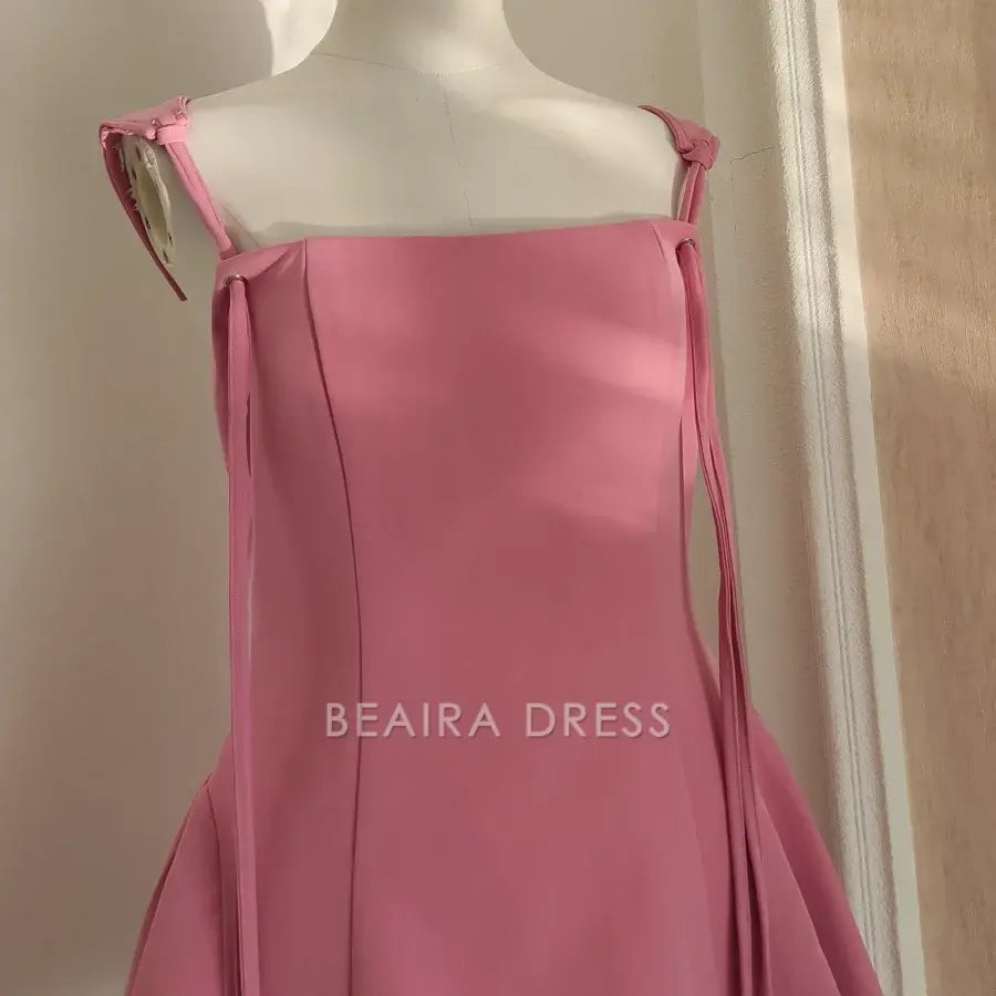 Beaira Cute A Line Straps Pink Satin Short Homecoming Dresses Birthday Outfits