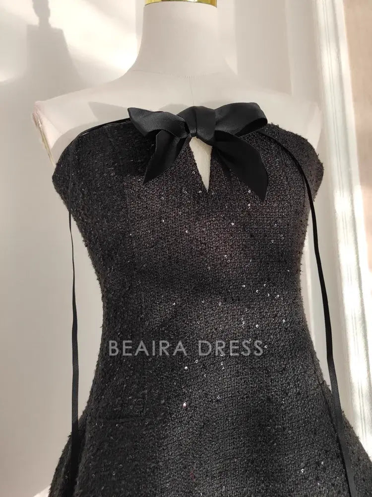 Beaira Cute A line Halter Black Short Homecoming Dresses Little Black Birthday Outfits