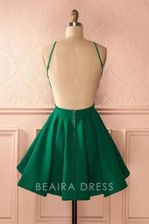 Beaira Cute Hunter Green Backless Short Homecoming Dress Party Dress formal wear dresses