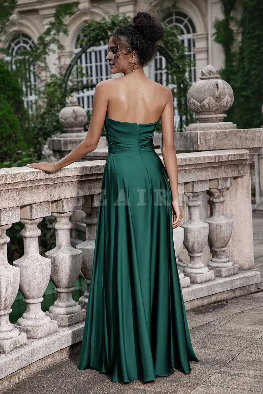 Beaira Dark Green A Line Sweetheart Satin Cut Out Pleated Long Wedding Party Guest Dress Bridesmaid dress shop