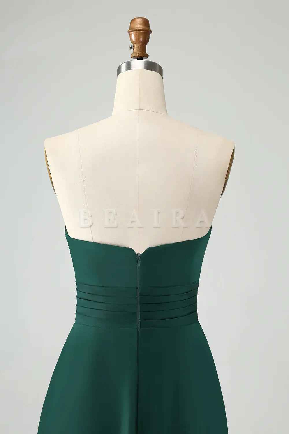 Beaira Dark Green A Line Sweetheart Satin Cut Out Pleated Long Wedding Party Guest Dress Bridesmaid dress shop