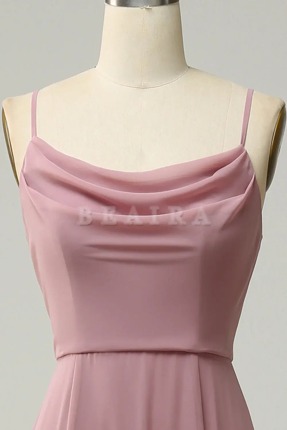 Beaira Dusty Rose A Line Spaghetti Straps Sleeveless Chiffon Bridesmaid Dress Bridesmaid dress shop