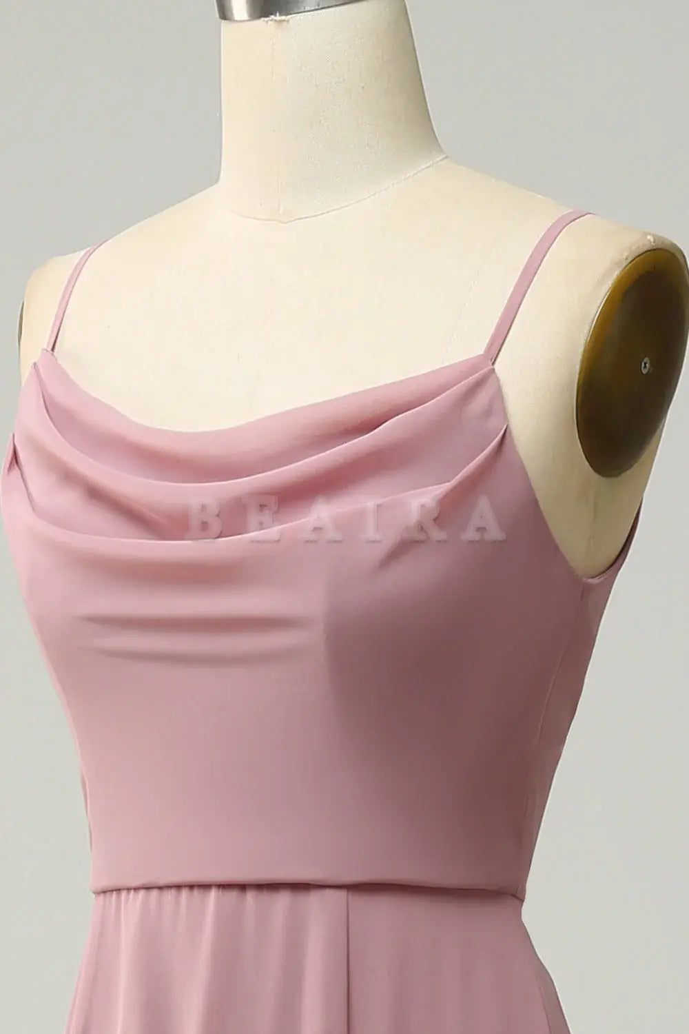 Beaira Dusty Rose A Line Spaghetti Straps Sleeveless Chiffon Bridesmaid Dress Bridesmaid dress shop