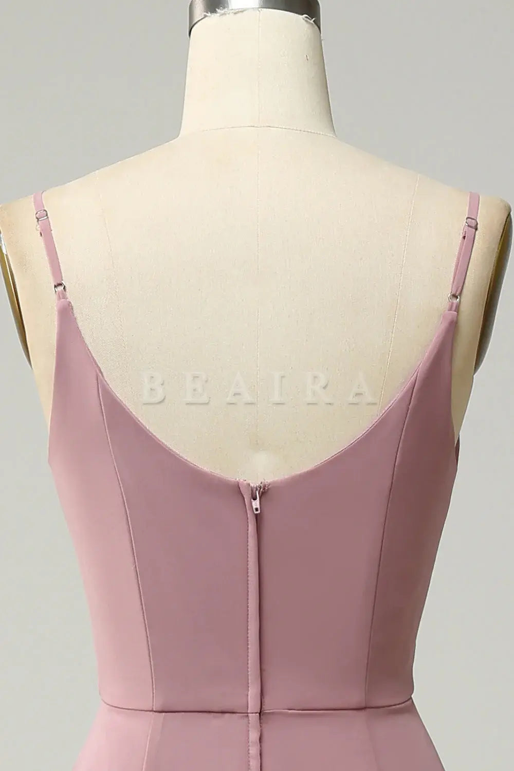 Beaira Dusty Rose A Line Spaghetti Straps Sleeveless Chiffon Bridesmaid Dress Bridesmaid dress shop
