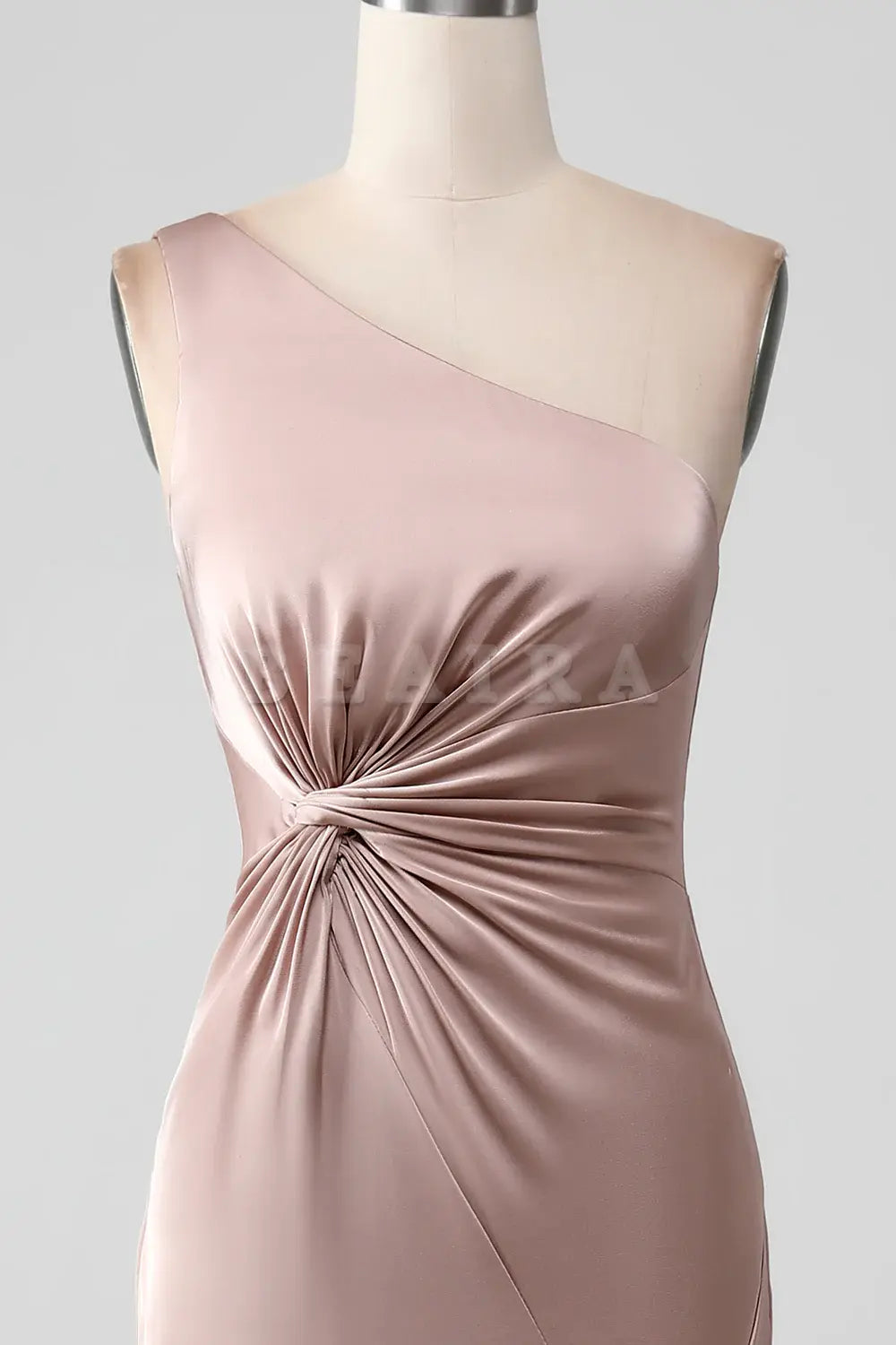 Beaira Dusty Rose Mermaid One Shoulder Pleated Satin Bridesmaid Dress With Slit Bridesmaid dress shop