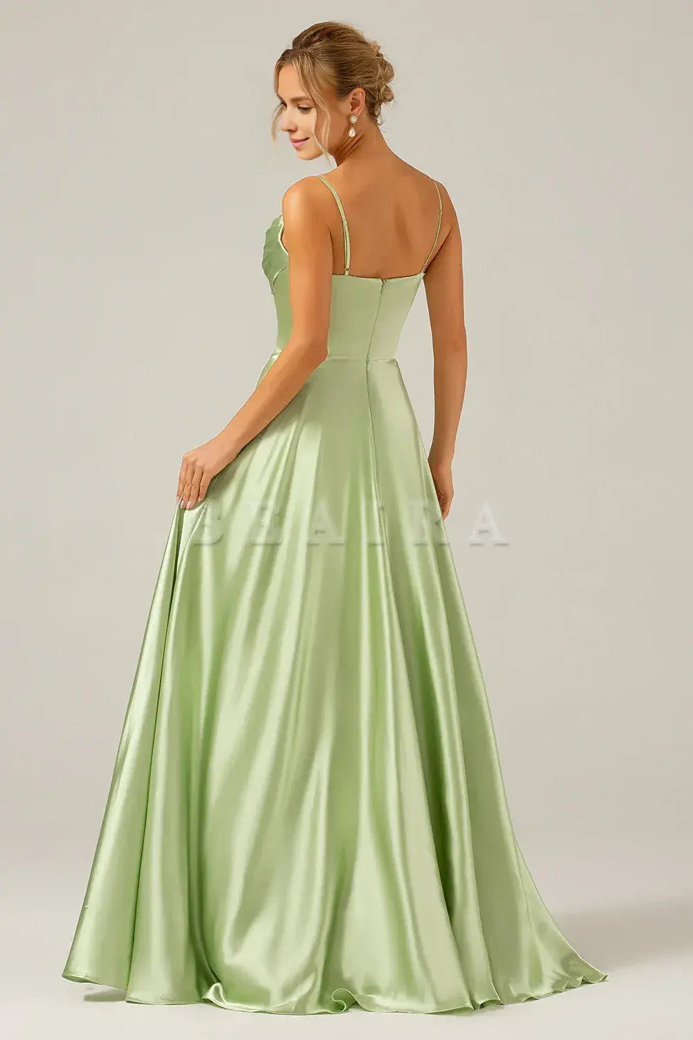 Beaira Dusty Sage A-Line Cowl Neck Spaghetti Straps Bridesmaid Dress With Sequins Bridesmaid dress shop